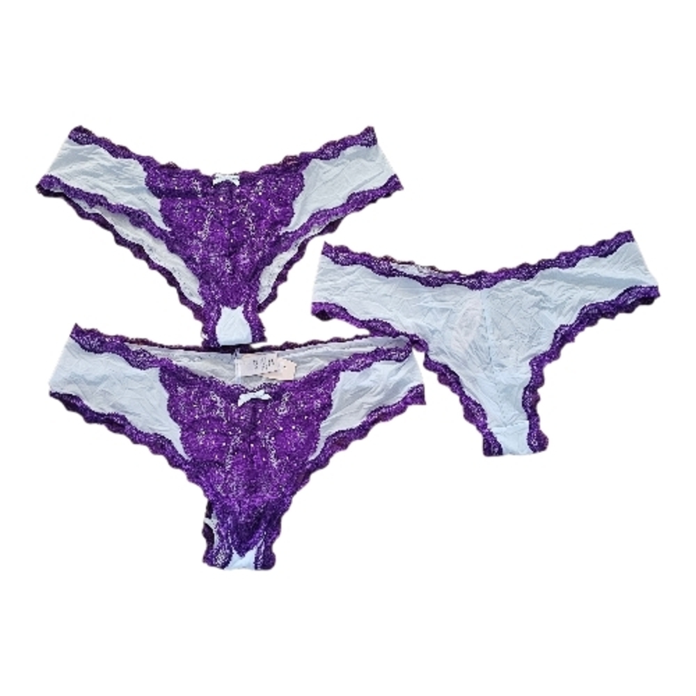 NWT Victoria's Secret Purple and White Lace Panties Y2K Dream Angels